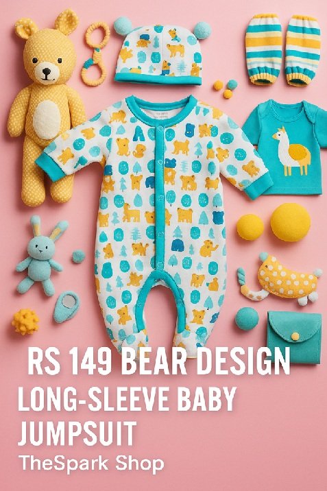 RS 149 Bear Design Long-Sleeve Baby Jumpsuit TheSpark Shop
